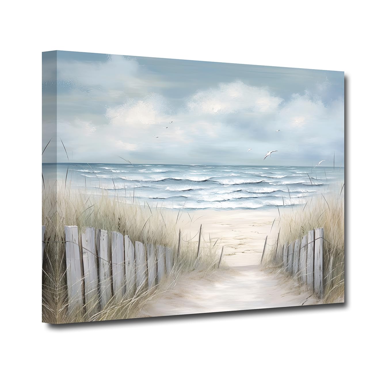 LZIMU Coastal Wall Art Bathroom Decor Abstract Beach Path Canvas Print Ocean Seascape Sand Dune Painting Framed Artwork for Home Decor (Coastal-3, 12.00"x18.00") โ image 1