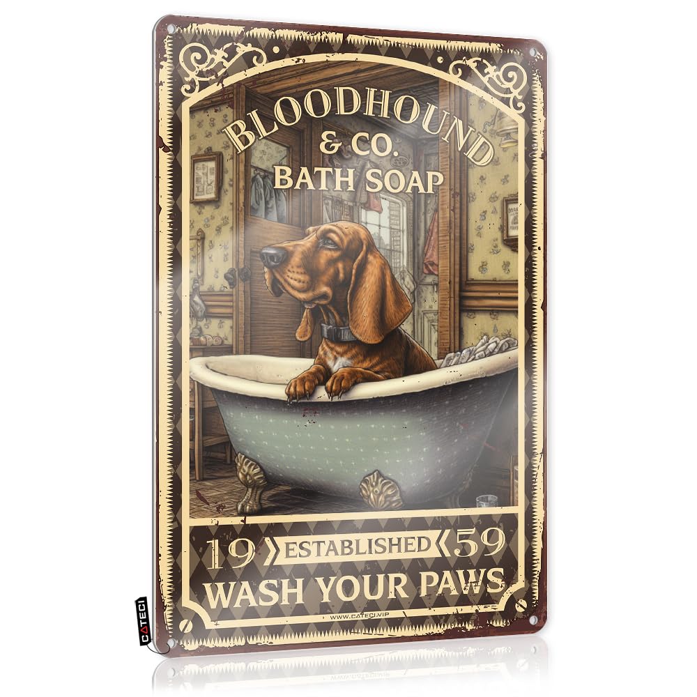 MWFKKADDB Outdoor Signs And Decor Bloodhound Bath Soap Wash Your Paws Tin Sign Cottage Core Decorvintage Signsbathroom Signs Funnygirl Wall Decor Funny Plaques For Men Cave Man Bar(20X30CM)