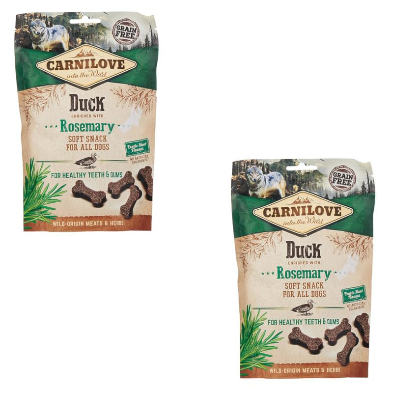 Carnilove Soft Snack Duck with Rosemary | Doppelpack | 2 x 200 g | Leckerli für Hunde | Ente und Rosmarin | Ohne Zuckerzusatz | exotischer Fleischgeschmack
