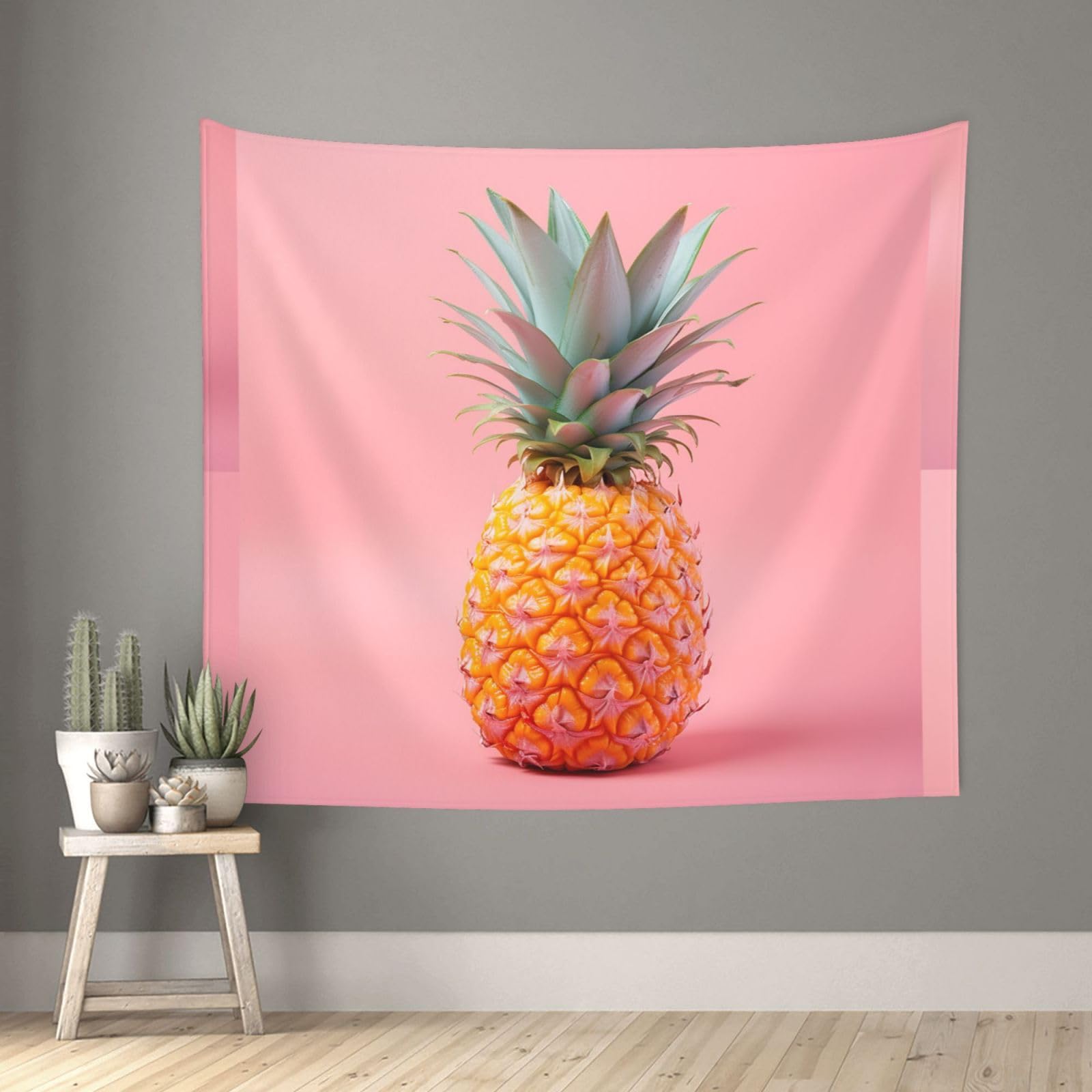 QMKFWT Living Room 60x51 InchA Pineapple Tapestry Backdrop Wall Hanging Flag Indoor Outdoor Wall Art Tapestries Wall Decor Blanket Beach Throws Funny Banner Poster for Dorm, Bedroom