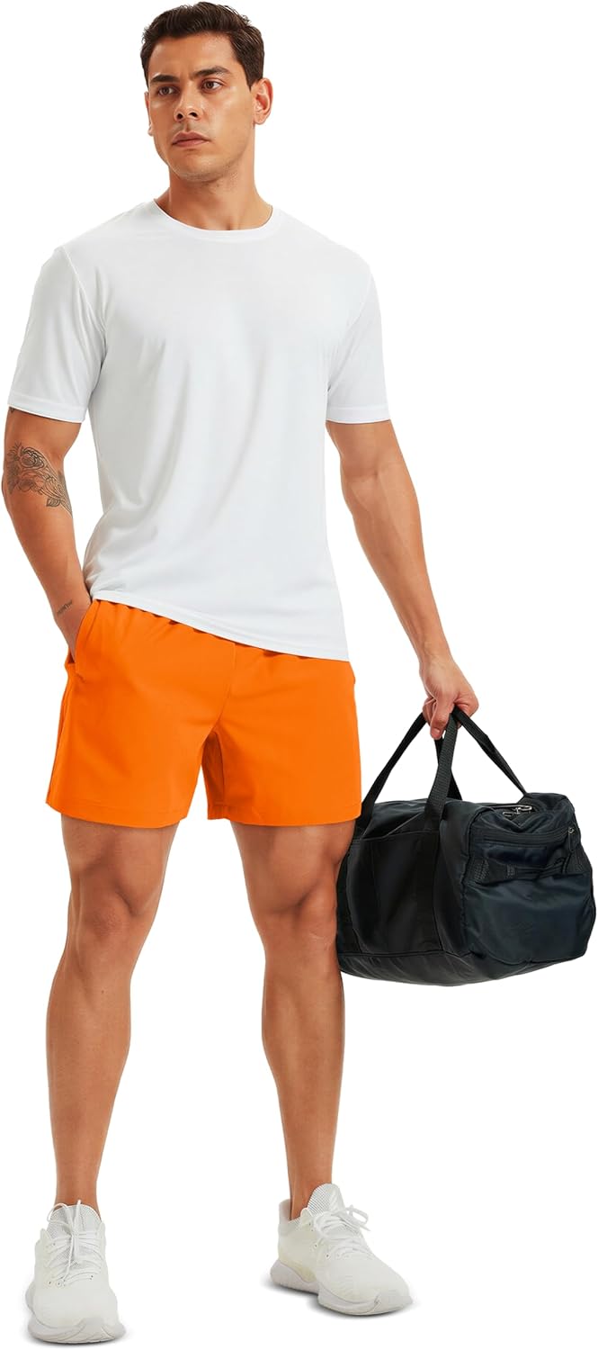 MAGCOMSEN Men's Athletic Shorts 5" Quick Dry Lightweight Linerless Gym Workout Hiking Shorts with Zipper Pockets