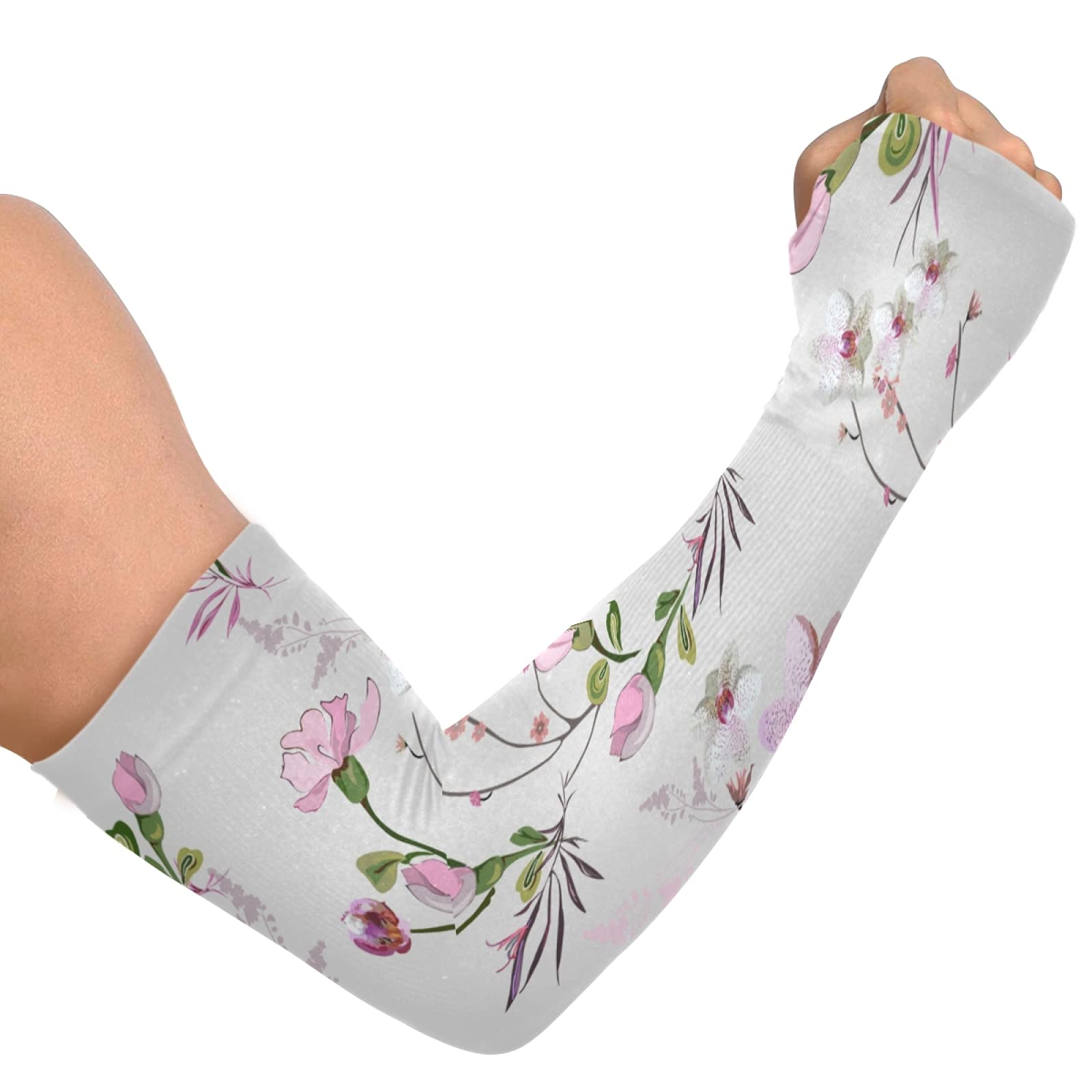 Flower Dragonfly Gardening Sleeves with Thumb Hole Farm Sun Protection Arm Sleeves for Women Men