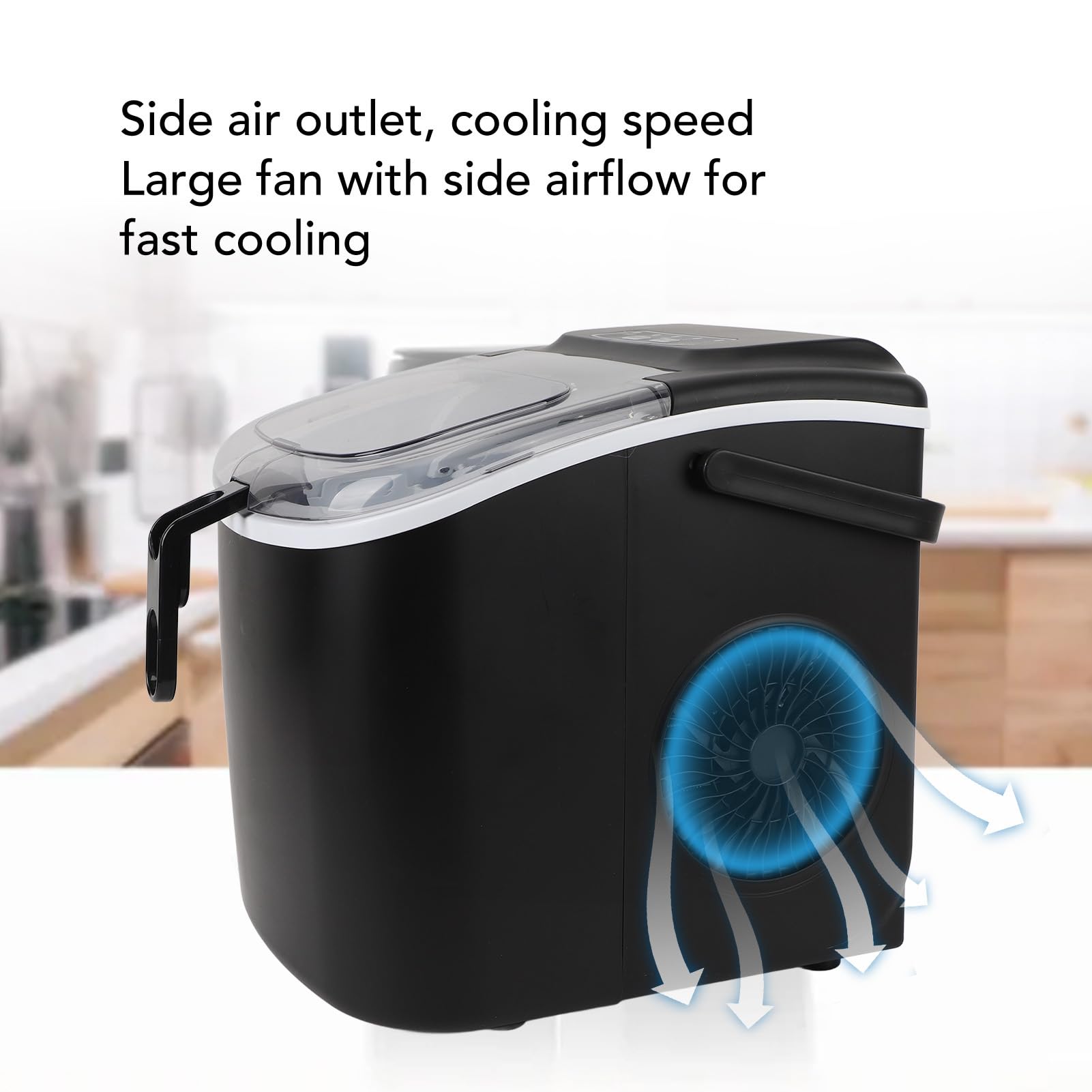 RiToEasysports Máquina de Fabricantes de Hielo, Fabricante de Hielo Portátil 9 en 6 Minutos 26 Libras con Primicia y Canasta para la Fiesta de la Oficina de la Cocina en casa.
