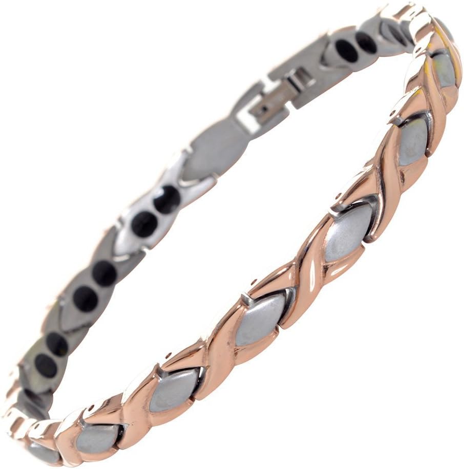 MnB Magnetics Pure Titanium Hugs & Kisses Magnetic Bracelet in Gold, Silver & Rose Gold Colourways with Extra Strong Magnets