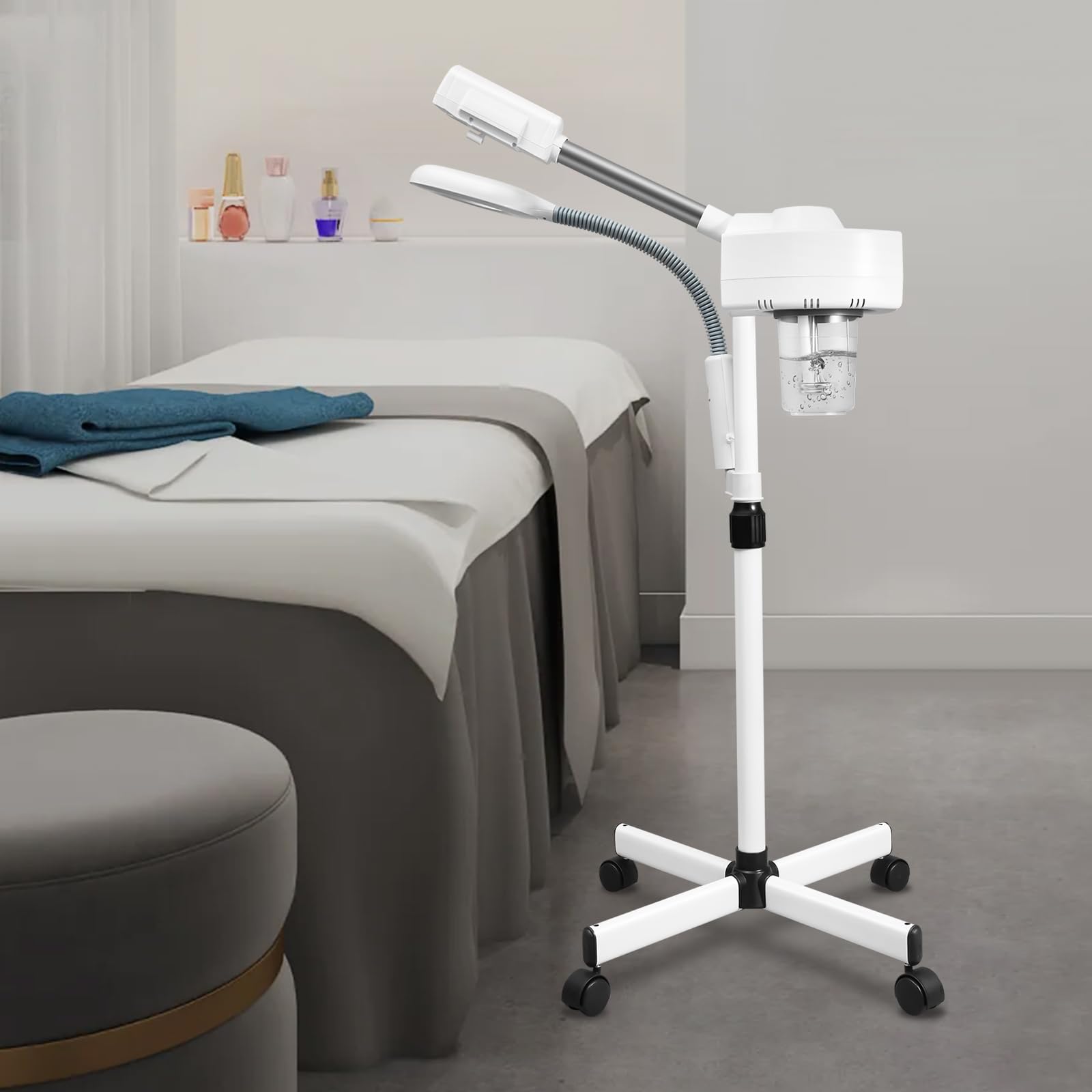 Vapore per il viso, 2 in 1, per sauna facciale, pulizia dei pori, 750 W, altezza regolabile con luce LED, adatto per casa, salone, clinica di bellezza, centro sanitario, spa, medica di bellezza
