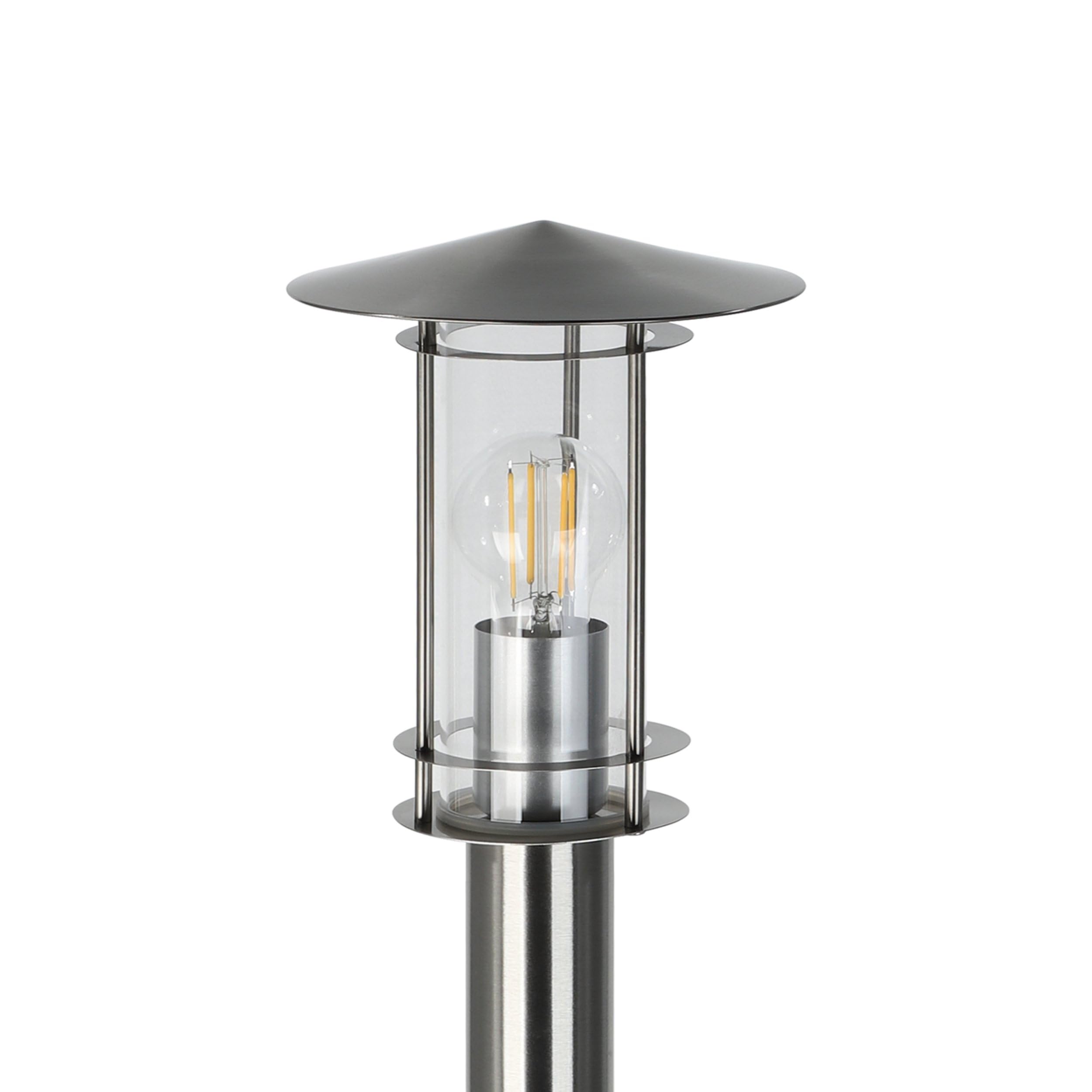 EGLO Außen-Wegelampe Lisio, 1 flammige Außenleuchte | Edelstahl Gehlicht silber, Glas transparent, E27 Fassung, IP44