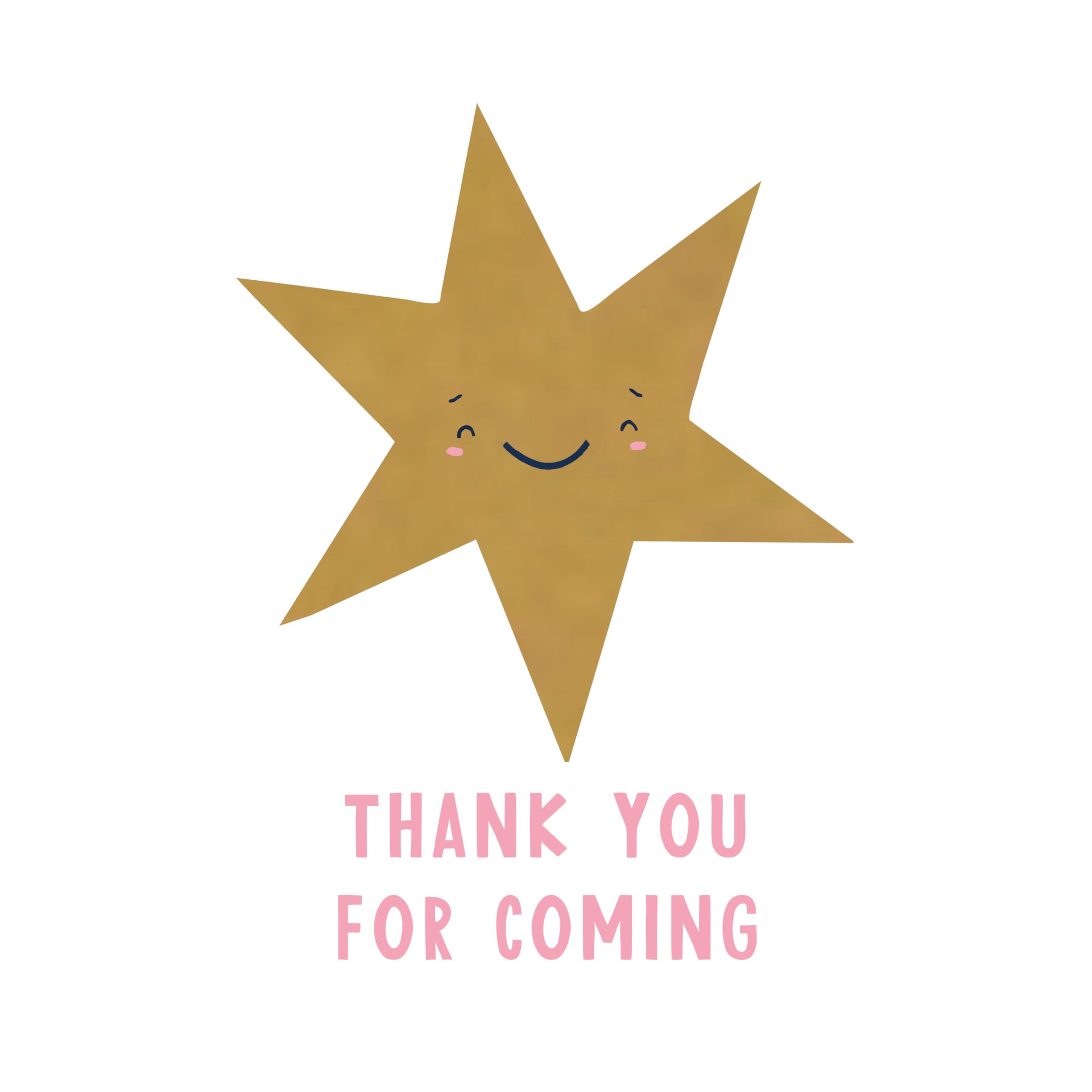 Manta Makes Thank You for Coming to My Party Stickers for Party Bags, 35 x 37mm Round Thank You Stickers for Party Bags, Thank You for Coming to My Party Bag Stickers Sheet (Star Smiley)