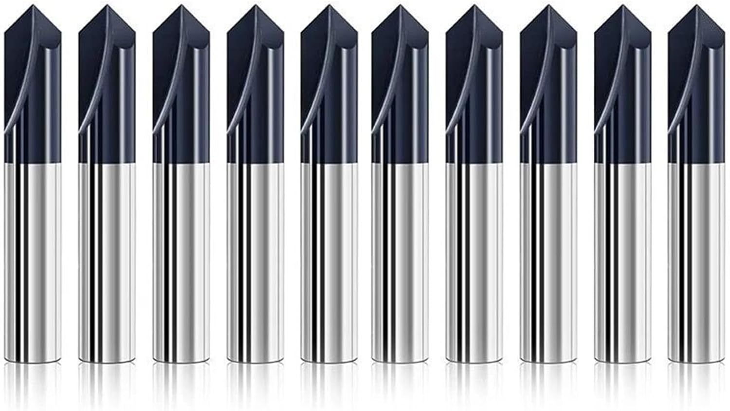 10pcs Chamfer End Mill 90 Degrees 6mm Shank V Groove Router Bit 2 Flute Chamfer Cutter Chamfer Router Bit Carbide End Mill CNC Milling Cutter