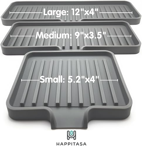 Miniatura 5 de Happitasa - Bandeja de silicona para jabón y soporte de esponja con conducto de drenaje, paquete de 2 unidades (blanco, 5.2 x 4 pulgadas)