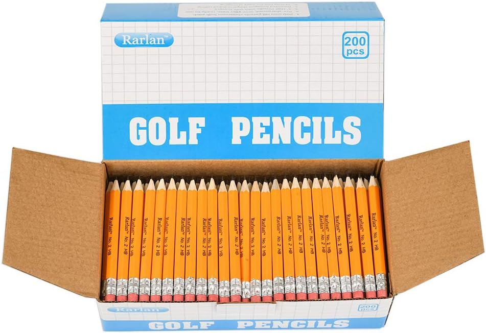 Golf Pencils with Erasers, 2 HB, Pre-Sharpened, 200 Count Classpack