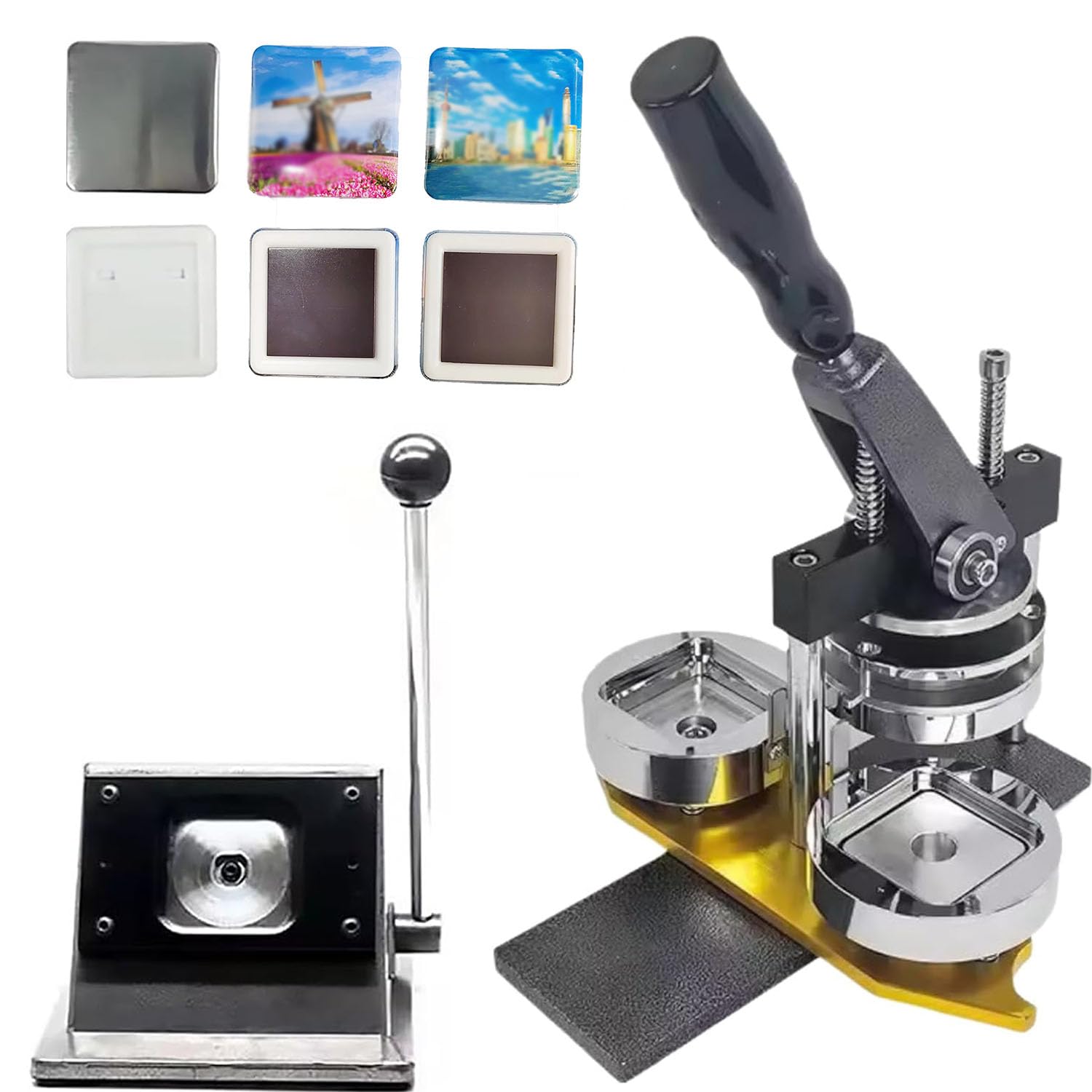 MYUYEE Badge Maker Machine, For Diy Button Making, 50Mm Fridge Magnet Button Badge With 100Pcs Components & Paper Cutter, Professional Metal Badge Maker For Advertising
