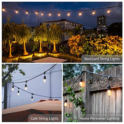 Simba Lighting String Light Outdoor S14 Replacement Bulb 11W E26 Medium Screw Base For Decorating Patio, Café, Pergola, Porch, Clear Glass, 11 Watt 110V 120V, 2700K Warm White, Dimmable, 20 Pack #TOP3