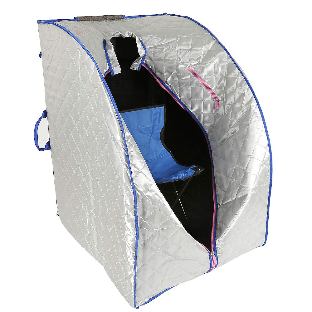Sauna a infrarossi pieghevole cabina di calore Terapeutica Spa 1000W, Sauna a infrarossi 1 posto portatile,Tenda da sauna pieghevole isolante a quattro strati e generatore di vapore di sauna