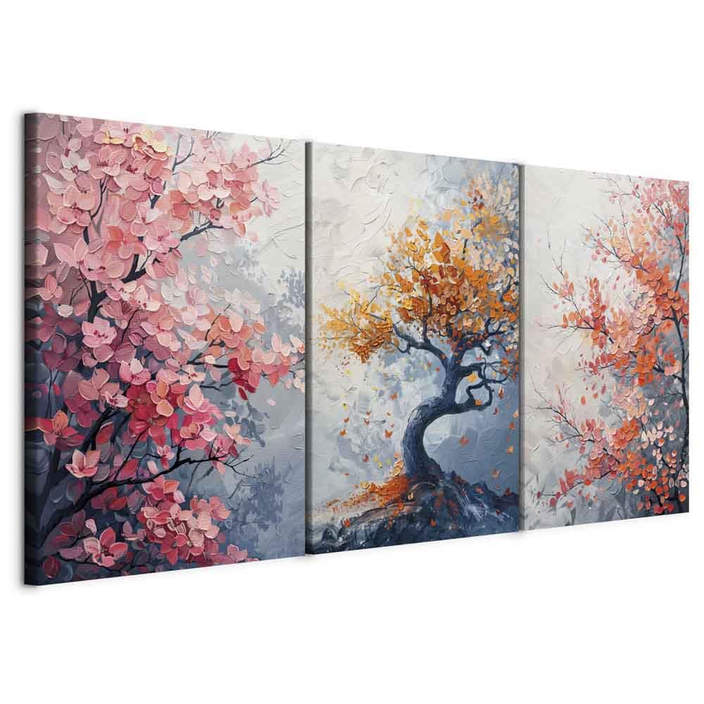 murando - Set of 3 Canvases Wall Art Autumn Trees 120x60 cm (3 pcs. 40x60 cm each) - Acrylic Gel Coated Textured Canvas - 3 Piece - Pictures Decoration - Home Decor Bedroom - b-H-10199-b-a
