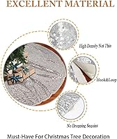 Vista 4 de ShinyBeauty - Falda de árbol de Navidad bordada y con lentejuelas de 24.0 pulgadas, falda de árbol de Navidad de poliéster para decoración de Navidad