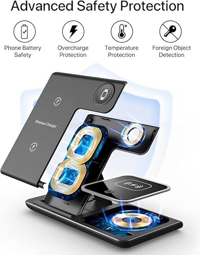 Miniatura 2 de Estación de carga inalámbrica, soporte de cargador inalámbrico 3 en 1, carga inalámbrica rápida para iPhone 15 14 13 12 11Pro Max XR XS 8 Plus, para