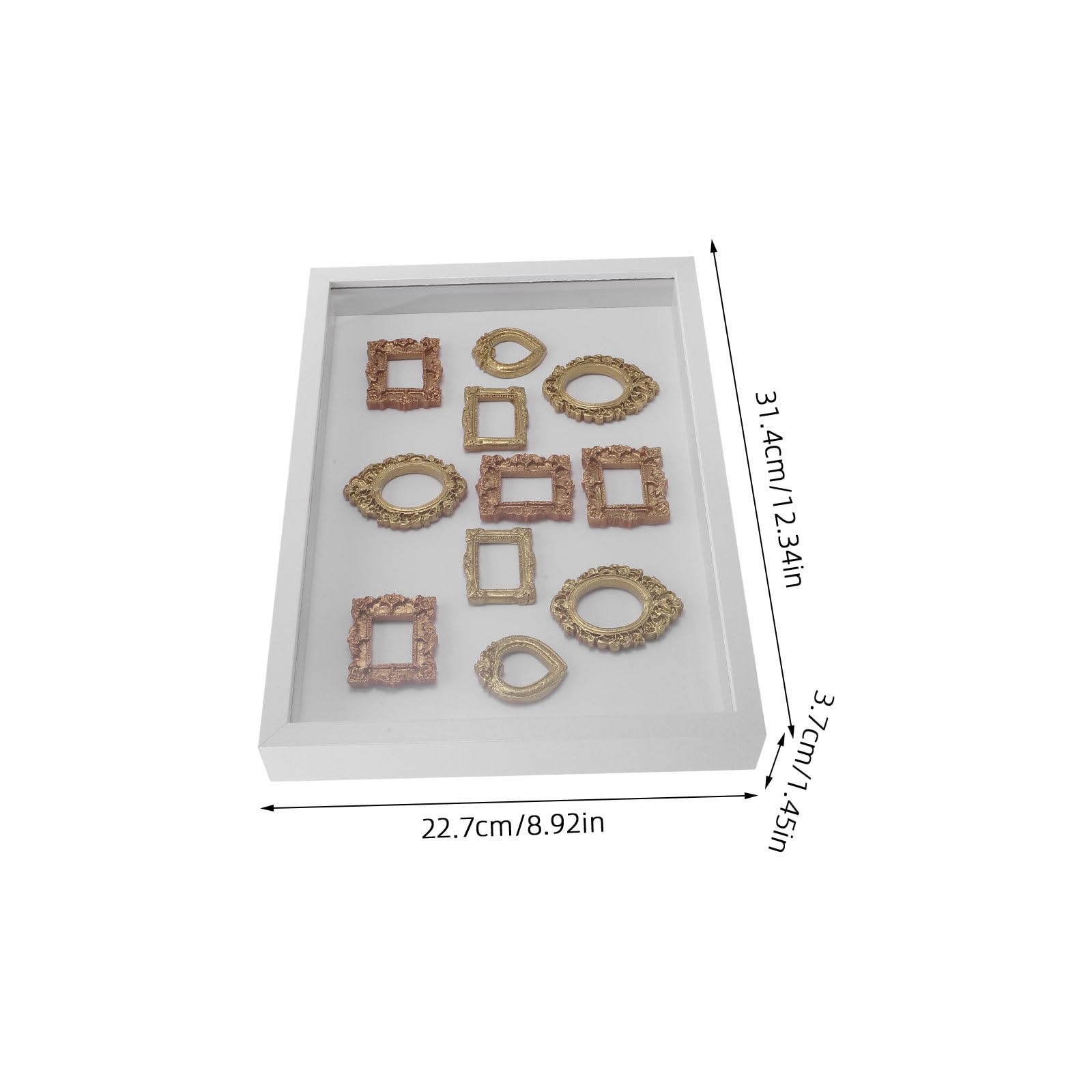 1 zestaw DIY: Ramka na zdjęcia muzealne - Pudełko DIY w miniaturowej złotej ramce z ramką w kształcie sylwetki - Zestaw pudełek z cieniem, dekoracja ścienna, prezent walentynkowy dla niej i