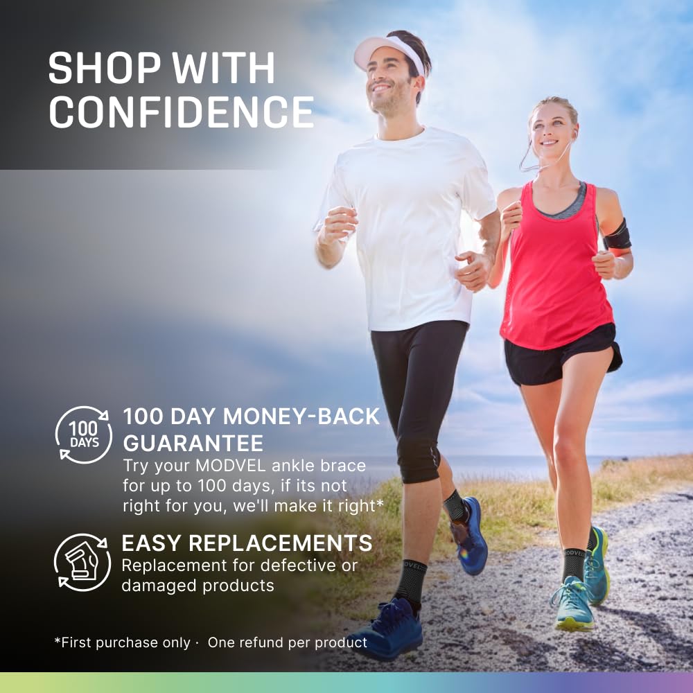 Modvel Foot & Ankle Brace Socks for Sprained Ankle Compression Sleeve - Plantar Fasciitis Relief Brace, Foot Support for pain Women & Men - Tendonitis & Arthritis Feet Sleeve, Stabilizing Ankles Wrap - Image 9