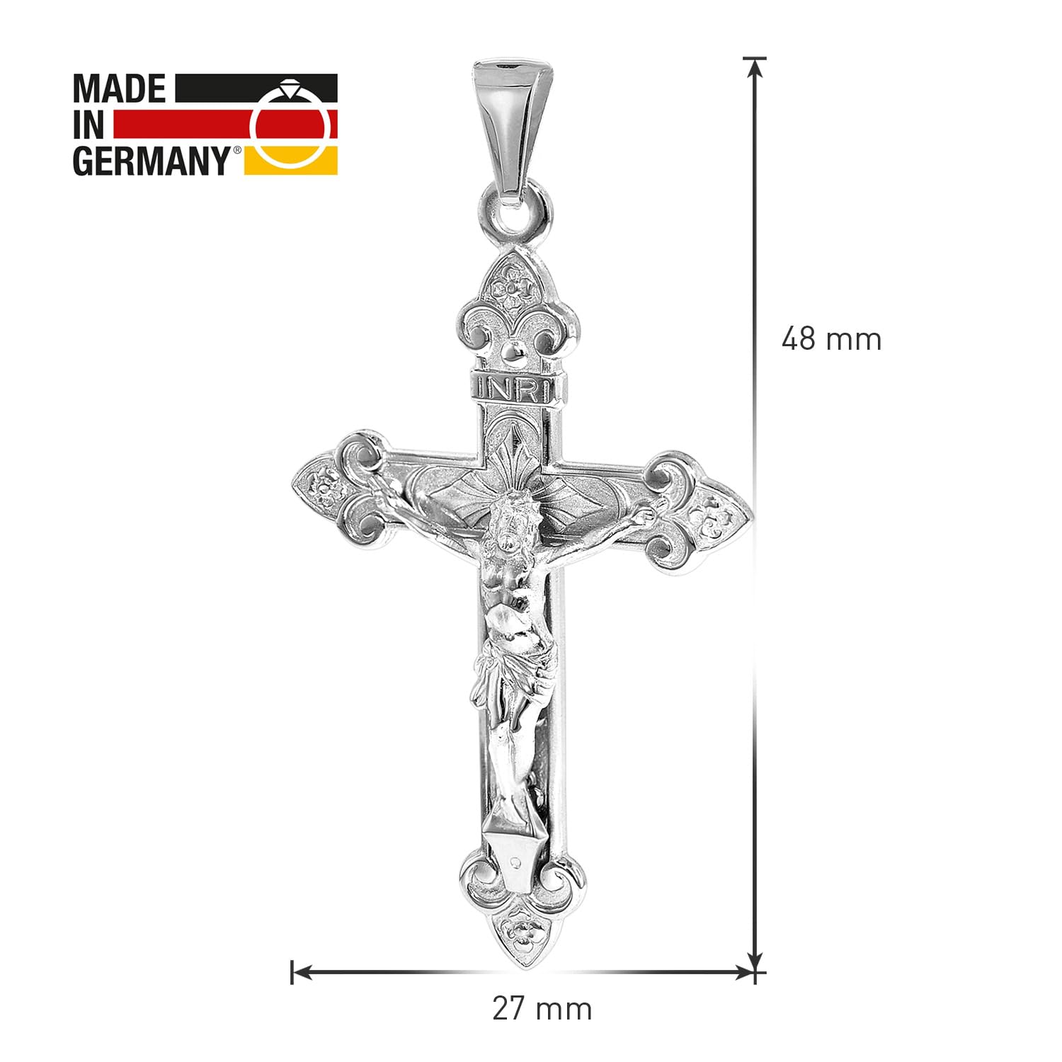 trendor Kreuz-Anhänger für Damen und Herren 925 Silber 40 mm 35788 | Silber-Anhänger für Frauen und Männer, orthodoxes Silber-Kreuz, Korpus-Kreuz aus Sterlingsilber, Silberschmuck, Symbolschmuck