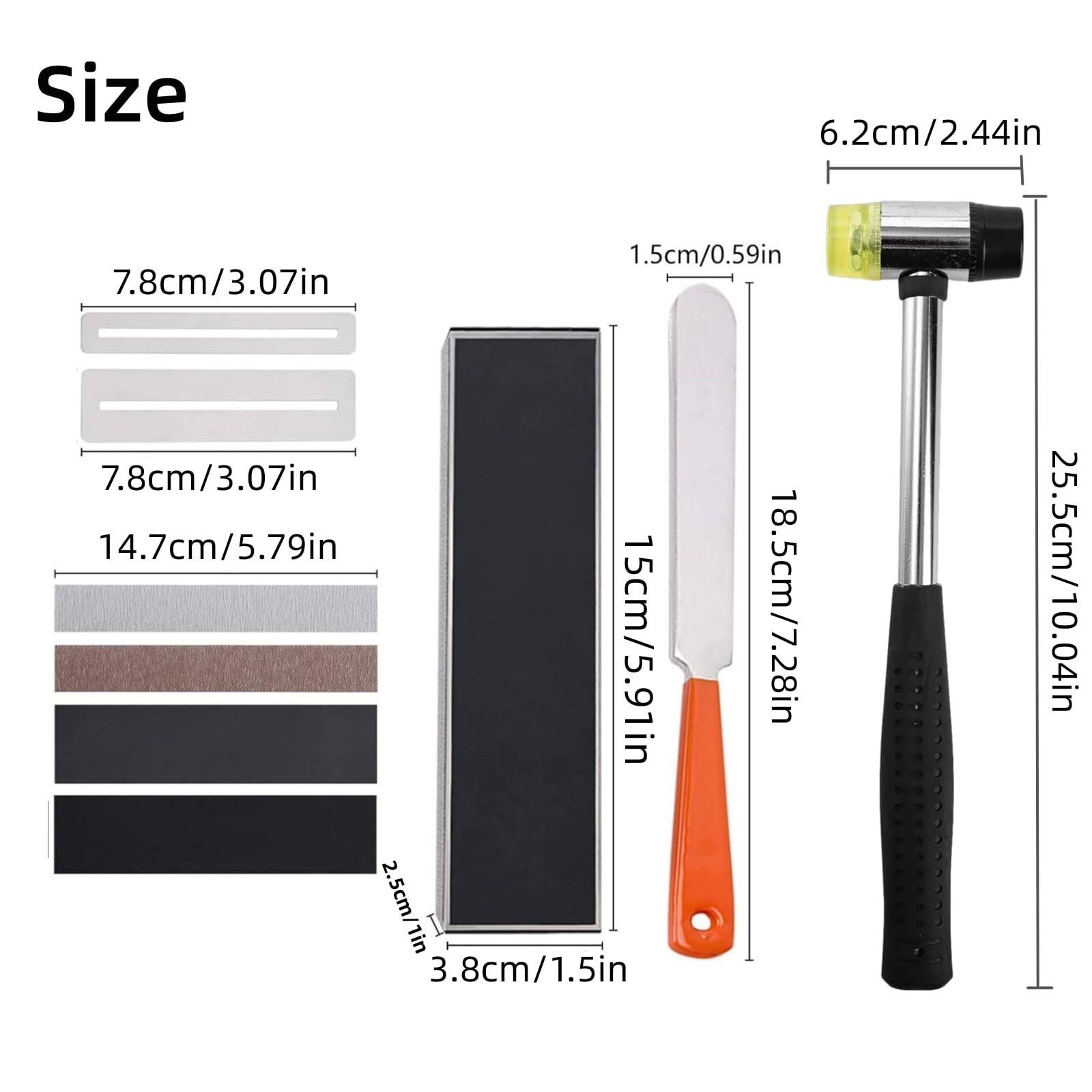17Pcs Guitar Luthier Tool Set Include Fret Rubber Hammer, Fret Rocker, Fret Crowning File, Fret Leveling Beam, Fingerboard Guards, String Spreaders, Sanding Papers for Guitar Bass