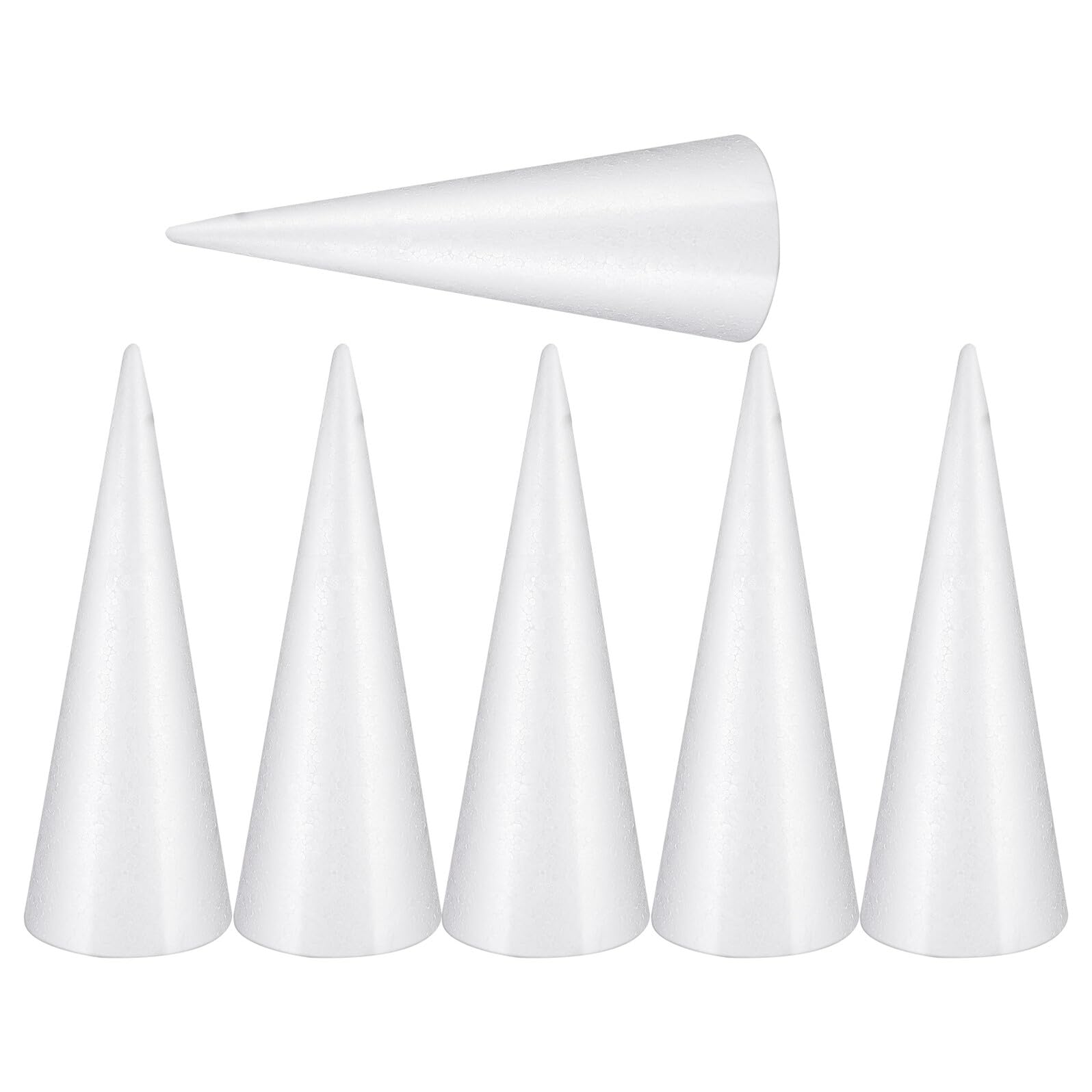 POPETPOP 6 Coni di Schiuma Polistirolo 30 CM per Lavoretti Natalizi e Decorazioni Alberi di Natale Forme Artigianali Leggere per Feste e Progetti Creativi