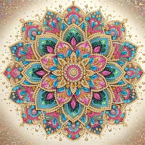 OJTOYART Mandala Flower Special Shaped Diamond Art Kits for Adults 5D Diamond Painting Kits for Beginner DIY Crystal Rhinestones Painting for Home Wall Decoration 12 x 12 inch