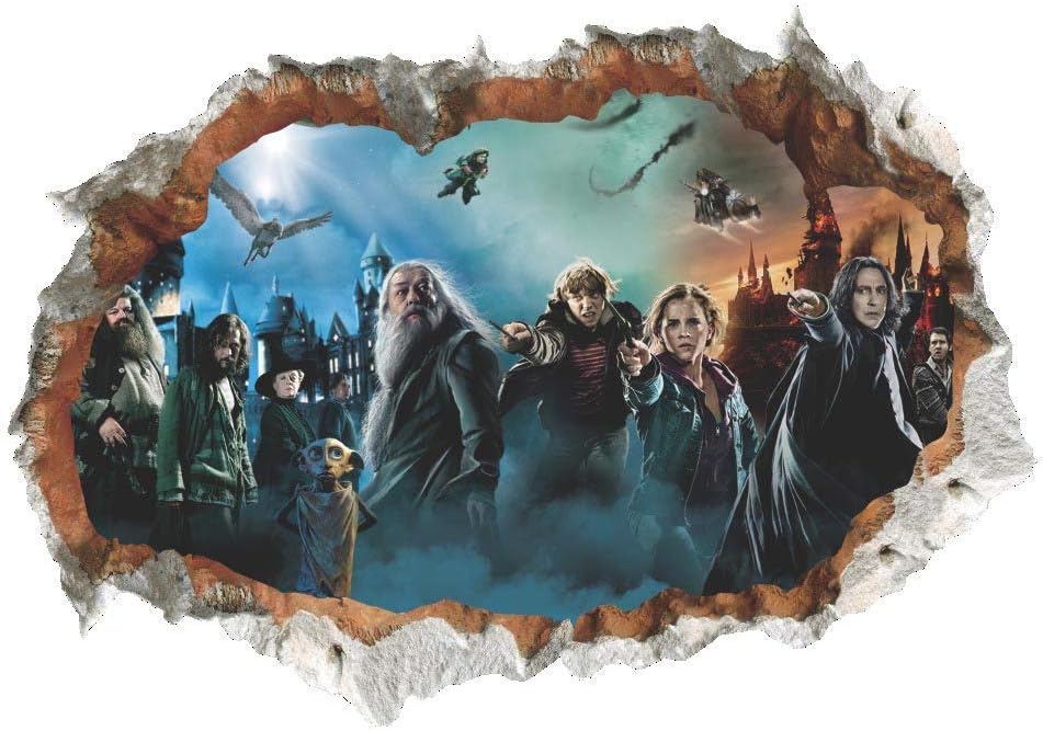 3D Broken Wall Harry P Character Scene Hogwarts Castle Wall Stickers Decals Home Decor