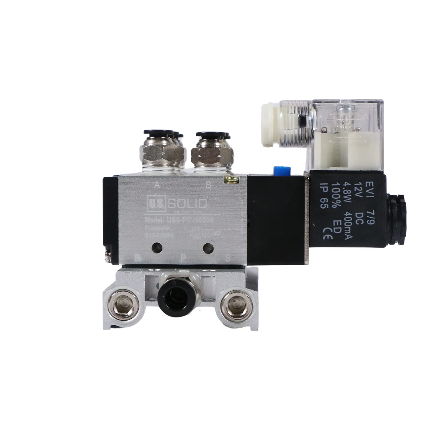 U.S. Solid 4V210-08 3 válvulas solenoides neumáticas 2 posiciones 5 Way Manifold Base, DC 12V