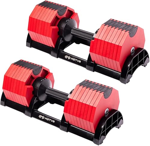 Miniatura 2 de Decabell 580 - Mancuernas ajustables Motv8 Decabell de 580, 5 libras - 80 libras, mancuernas ajustables estilo Nuobell para hombres y mujeres,
