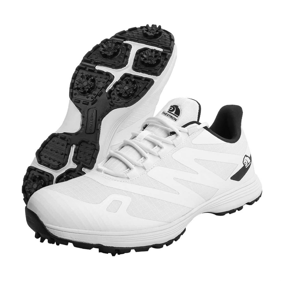 VEACAM Men's Athletic Golf Shoes, Breathable Golf Sneakers with Spikes Shoes Water-Resistant Non-Slip Golf Footwear,White a,9