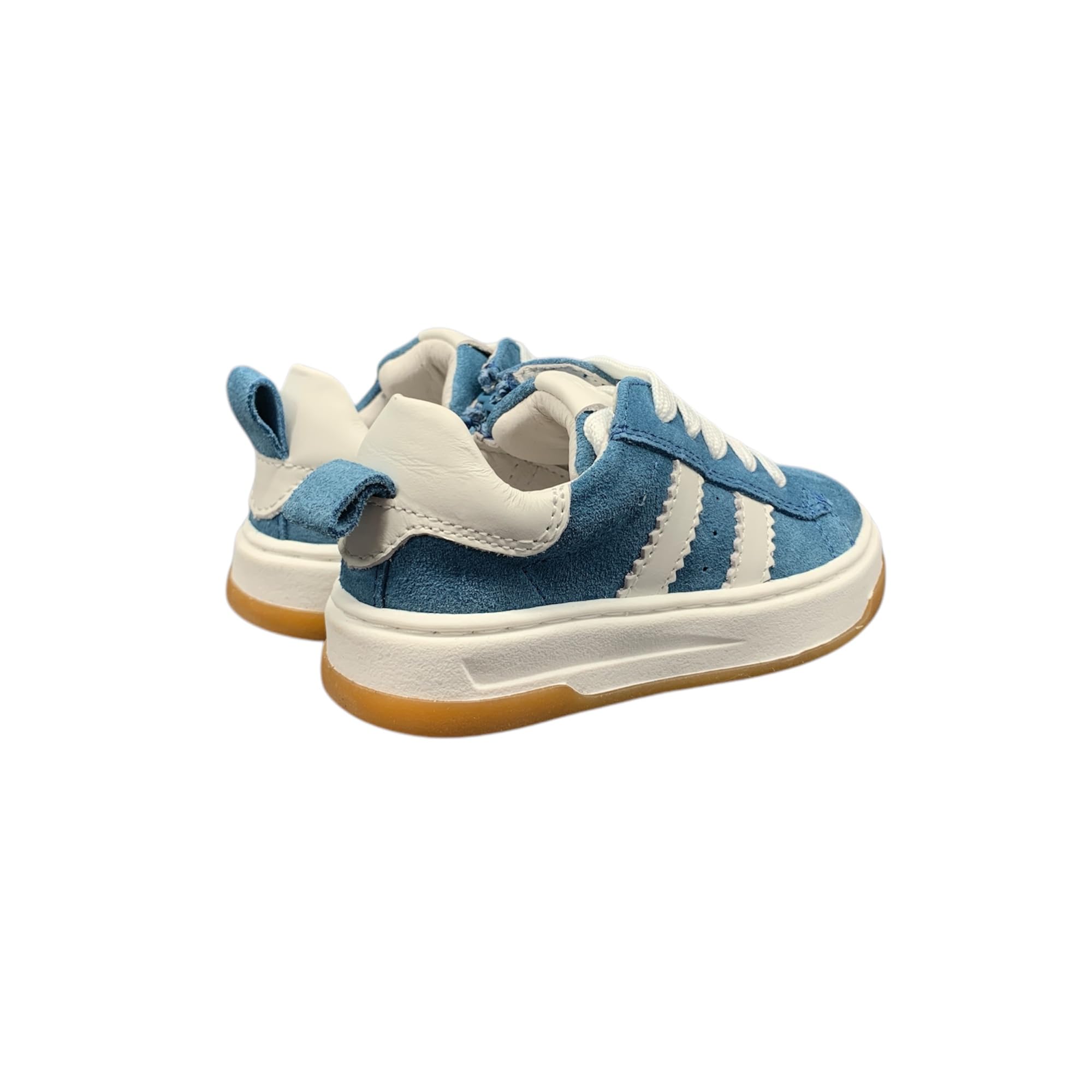 Balducci Sneakers Scarpe per Bambini, Suede Azzurro e Bianco,Lacci e Zip Laterale, Plantare Fisiologico Numeri dal 24 al 30