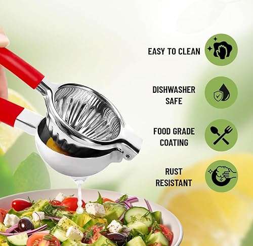 Miniatura 6 de Exprimidor de limón Tuiswo Exprimidor manual grande de cítricos de acero inoxidable, cuenco de metal duradero con agarre antideslizante, calidad