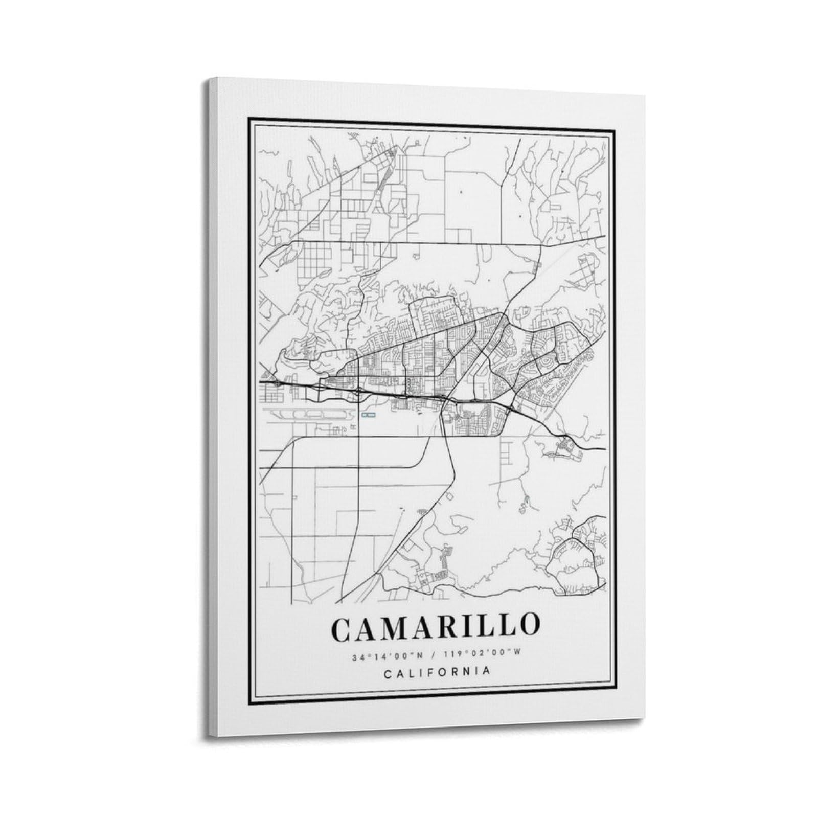 xiaoxiaoshen Camarillo California Map Canvas Poster Wall Art Prints Room Aesthetic Murals Bedroom And Living Decorations 20x30inch(50x75cm)