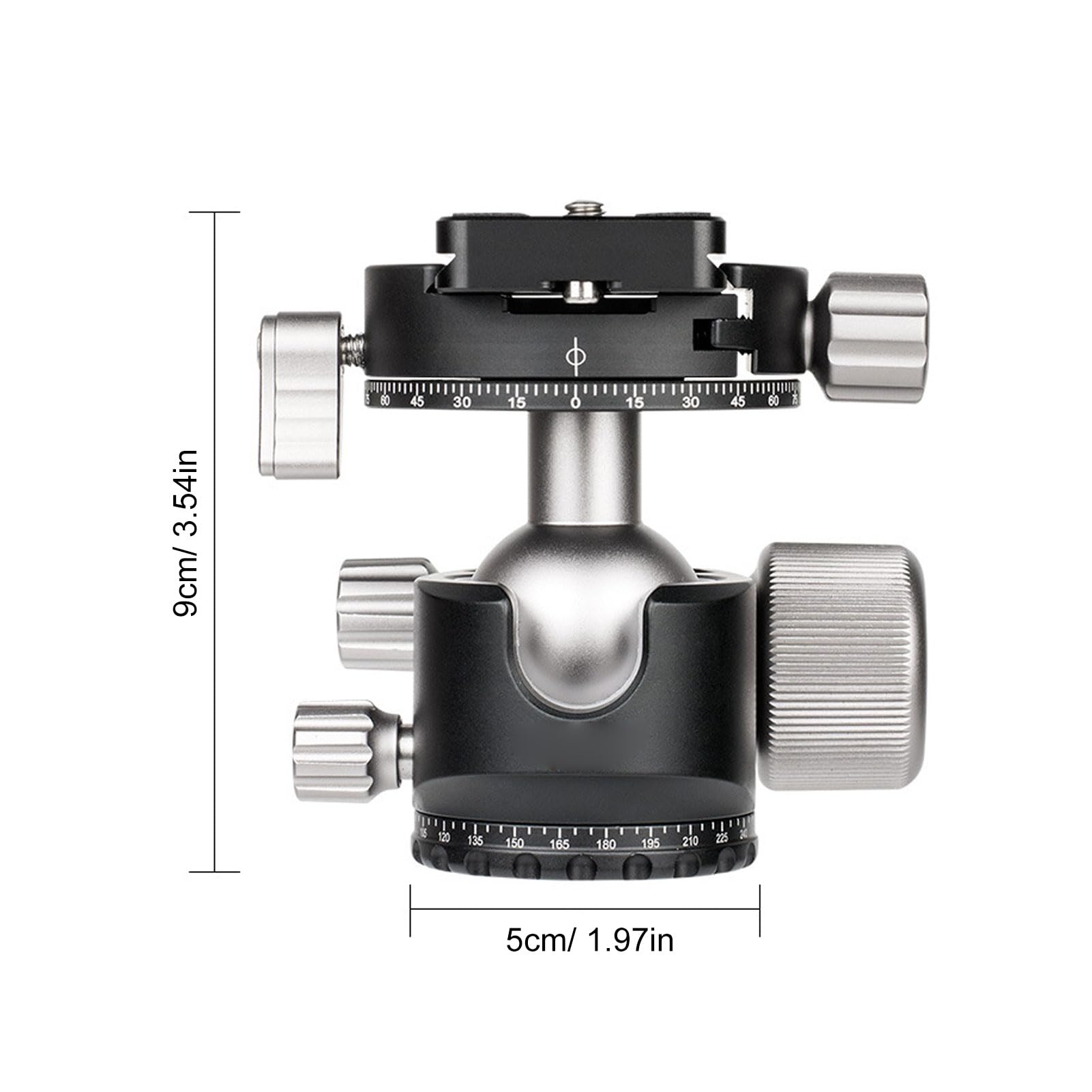 Cuifati Attacco per Treppiede con Testa a Sfera D40S, Testa a Sfera Panoramica in Lega di Alluminio da 40 Mm con Piastra a Sgancio Rapido da 70 Mm, per Cursore Monopiede Treppiede per