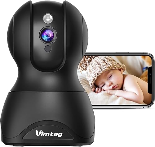 VIMTAG Cámara de seguridad, cámara de interior HD de 2.5 K, cámara panorámica e inclinación de 360 para mascotas con cámara y aplicación de