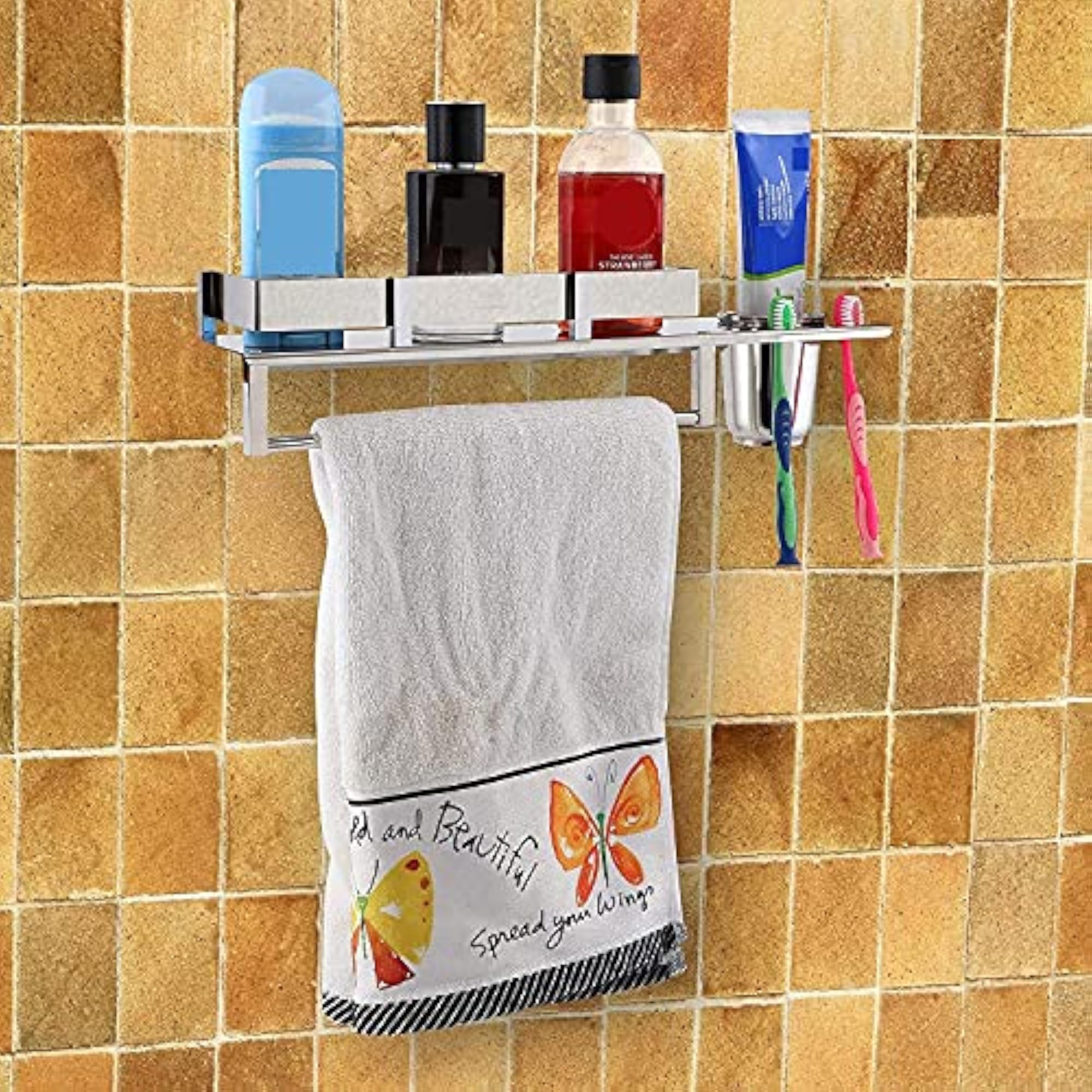 Stainless Steel 3 in 1 Bathroom Shelf Rack