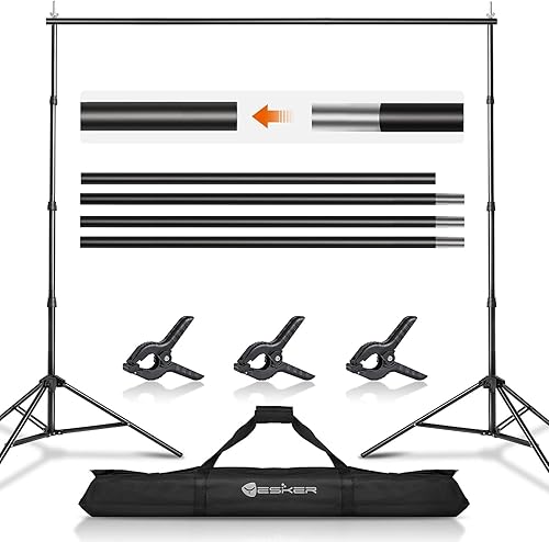 Yesker Kit de sistema de soporte de fondo de 8.5 x 10 pies, soporte de fondo ajustable para sesión de fotos, fiestas, bodas con bolsa de transporte