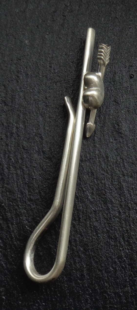 Krawattenschieber 925er Silber mit Herz & Pfeil matt m.i.Germany + Geschenkbox