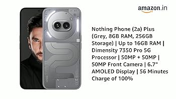 Nothing Phone (2a) Plus (Grey, 8GB RAM, 256GB Storage) | Up to
