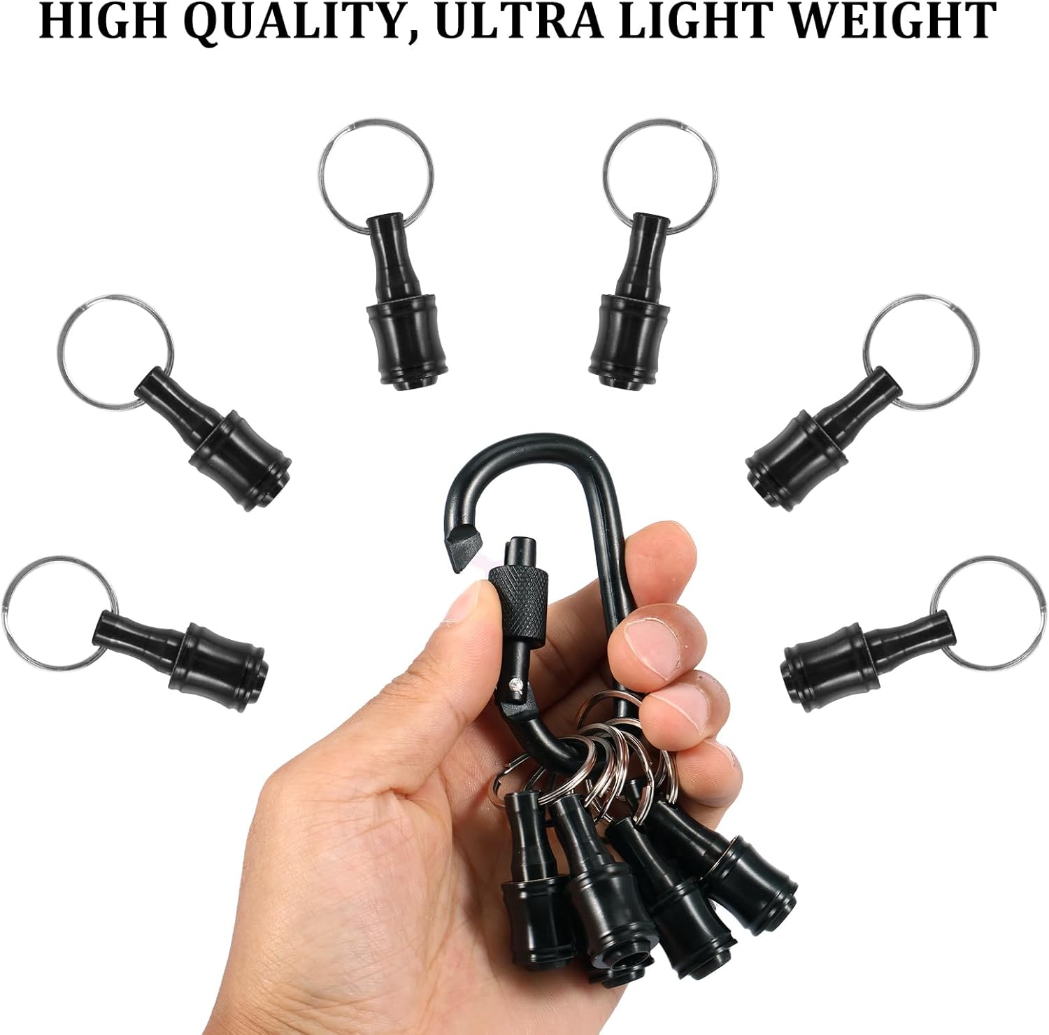 12Pcs Carabiner Bit Holder Keychain 1/4 inch Hex Shank Aluminum Alloy Screwdriver Bits Holder Lightweight Drill Bit Holder Key Chain Quick Release Extension Bar Screw Adapter Gifts for Men(12Pcs)