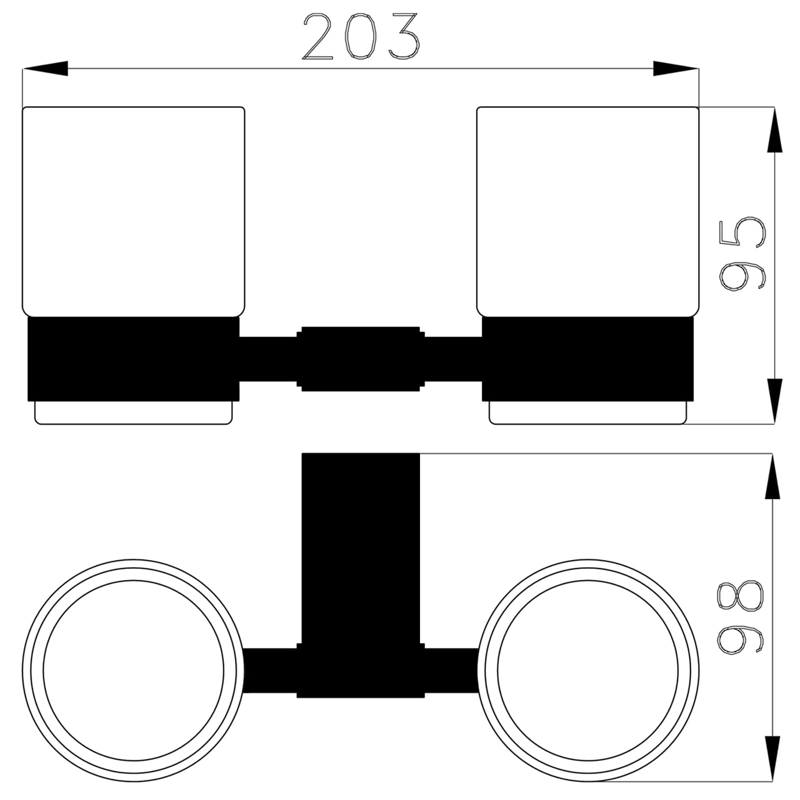 Serie 5PA 2er Zahnputzbecher 0665 schwarz matt Zahnbürstenhalter Wandmontage