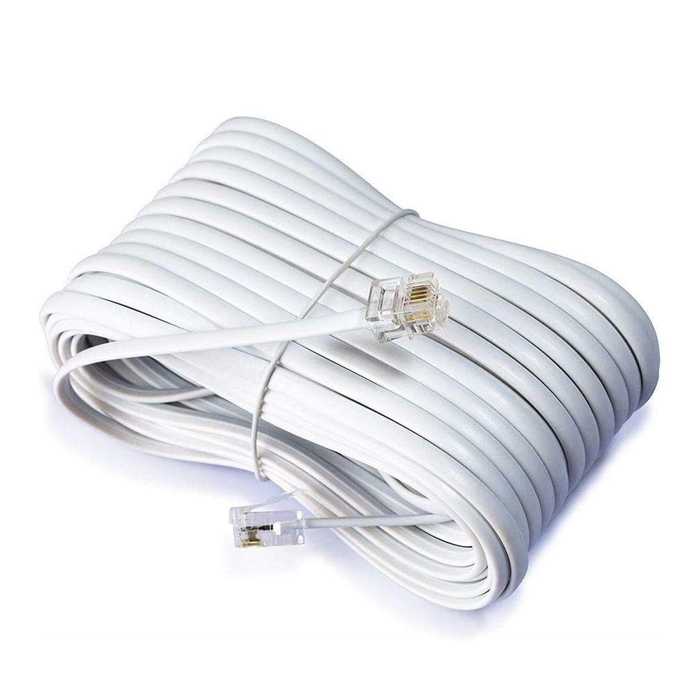 50 FT Feet 4C Modular Telephone Extension Phone Cord Cable Line Wire Ivory New