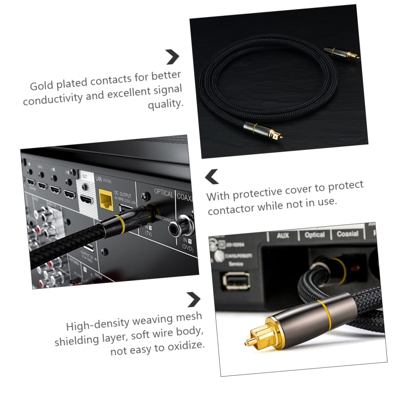 NUOBESTY Cavo Audio Ottico Digitale in Fibra, Nero, Trasmissione del Segnale e Qualità Audio per Tv e Impianto Stereo