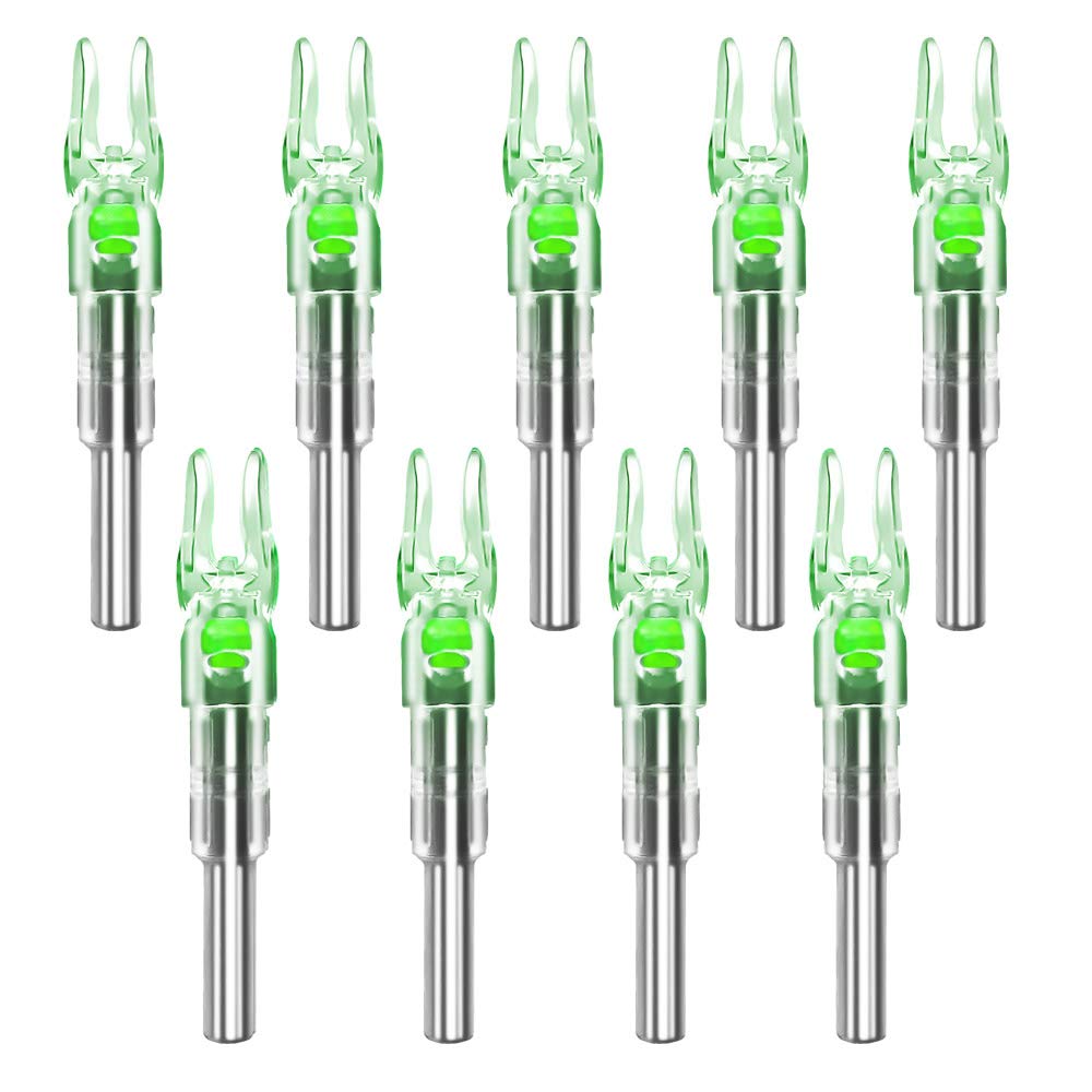 XLZKJ 9PCS S Lighted Nocks for Arrows with .244 Inside Diameter Automatic Compound Bow Arrow Nocks for Hunting Shooting