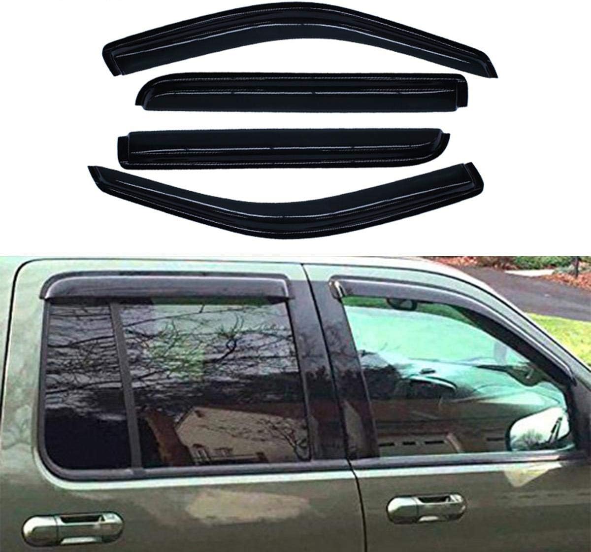 4pc Sun/Rain Guard Window Deflector for 02-10 Explorer/Mountaineer 03-05 Aviator 4-Door Window Visors