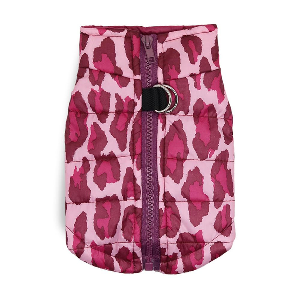 FANSU Dog Coats Waterproof, Winter Warm Dog Jacket Vest Pet Clothes for Cold Weather, Camouflage Dogs Jackets for Small Medium Large Dogs (L,Leopard)