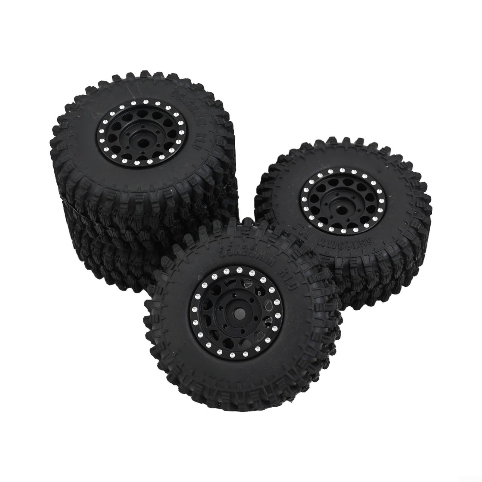 QuivyLivy TRX4M Wheel Tires, 1/18 RC Crawler Wheels, Extended Coupler Upgrade, 1/18 Tyres, 1/18 Off Road, Aluminum Hub Adapters, Rugged Terrain(Silver A)