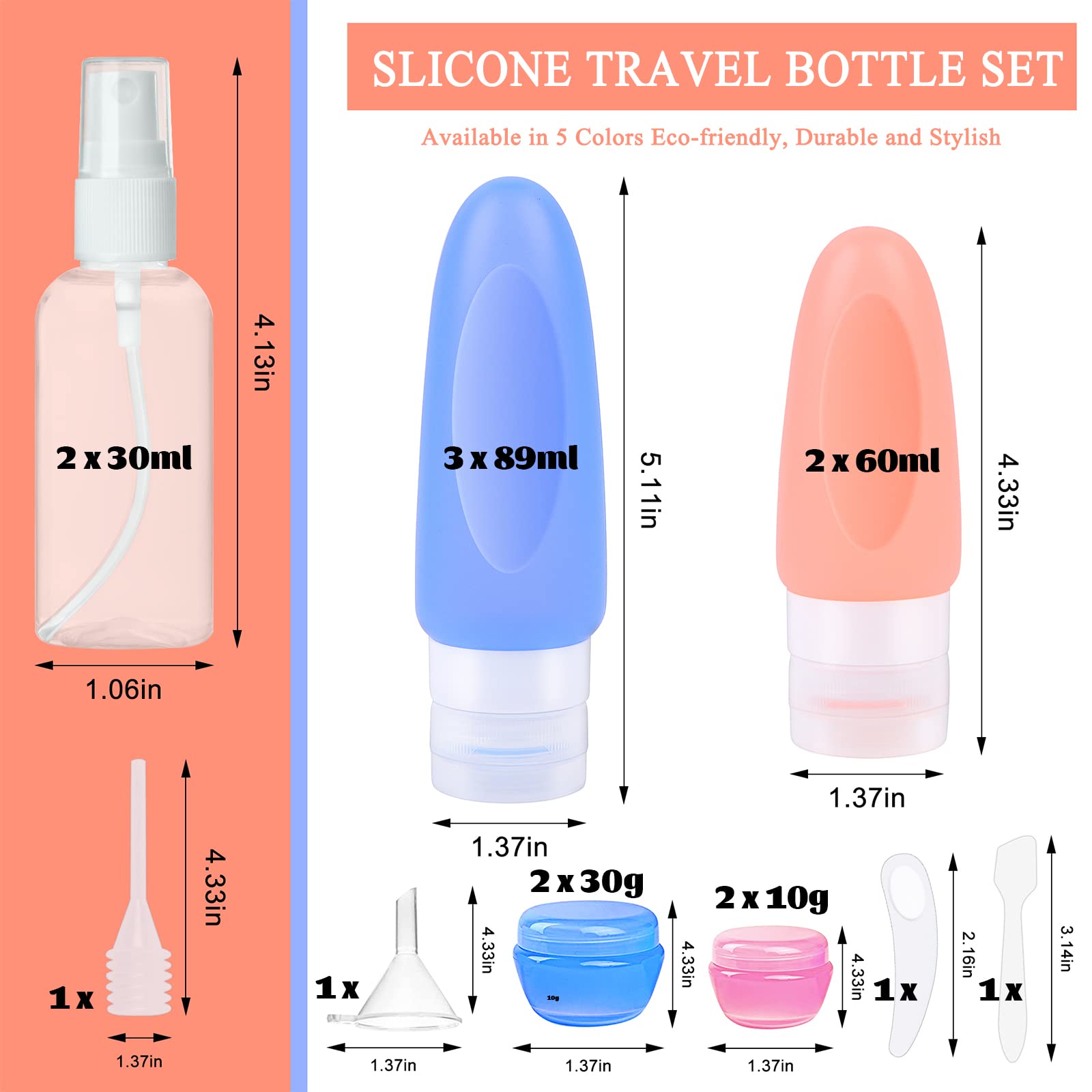 Kit Bottiglie Da Viaggio 30ml - 12 Flaconi Con Imbuti E Spruzzini, Ideali Per Liquidi E Cosmetici - Foto 4