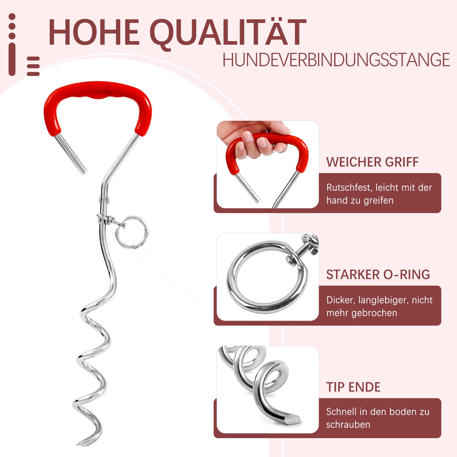 Snagle Paw Piquet de dressage avec laisse - Pour le camping et la cour, avec serre-câble, 6 m - Pour le camping, l'entraînement des chiens de taille moyenne et grande