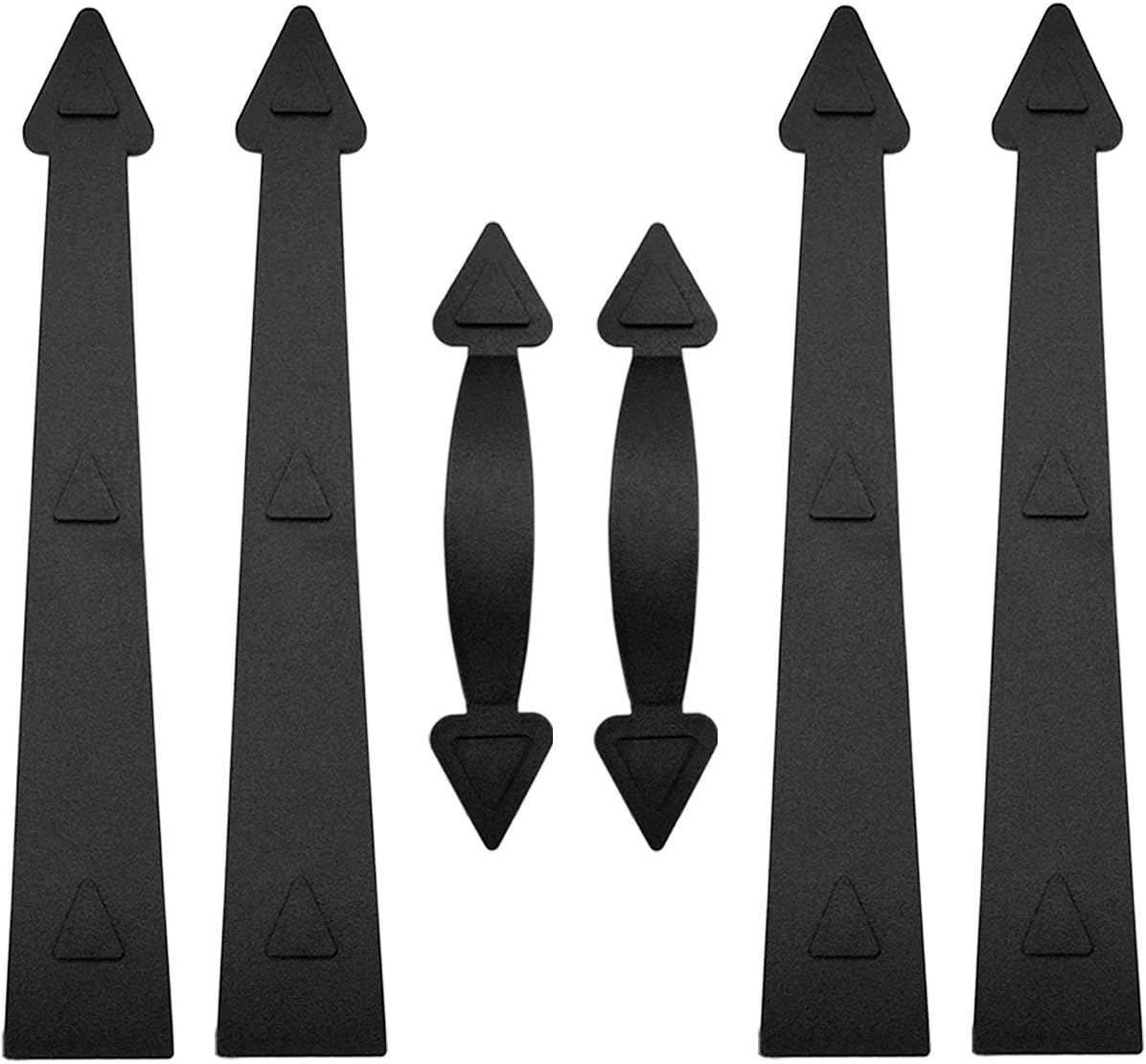 garage door magnetic decorative hardware kit, 4 hinges 2 handles door carriage accents for 1 car garage, strong magnets, color black